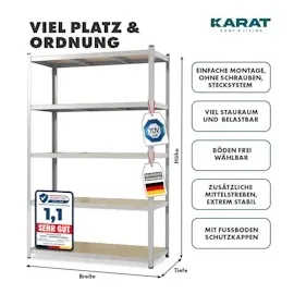 Karat Schwerlastregal Odin 2er Set Traglast bis 875 kg Schwarz 200 x 100 x 50 cm