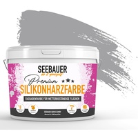 SEEBAUER diy® Silikonharzfarbe Grau Fassadenfarbe (No. 219 Grey Stone 300 ml) Selbstreinigend mit Lotuseffekt