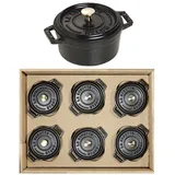 Zwilling Staub Mini Schmortopf Gusseisen schwarz emailliert Gastro 6 er Set