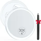 Auxmir 30X Vergrößerungsspiegel 10Cm 30-Facher Mit 3 Saugnäpfen, Runde Make up S