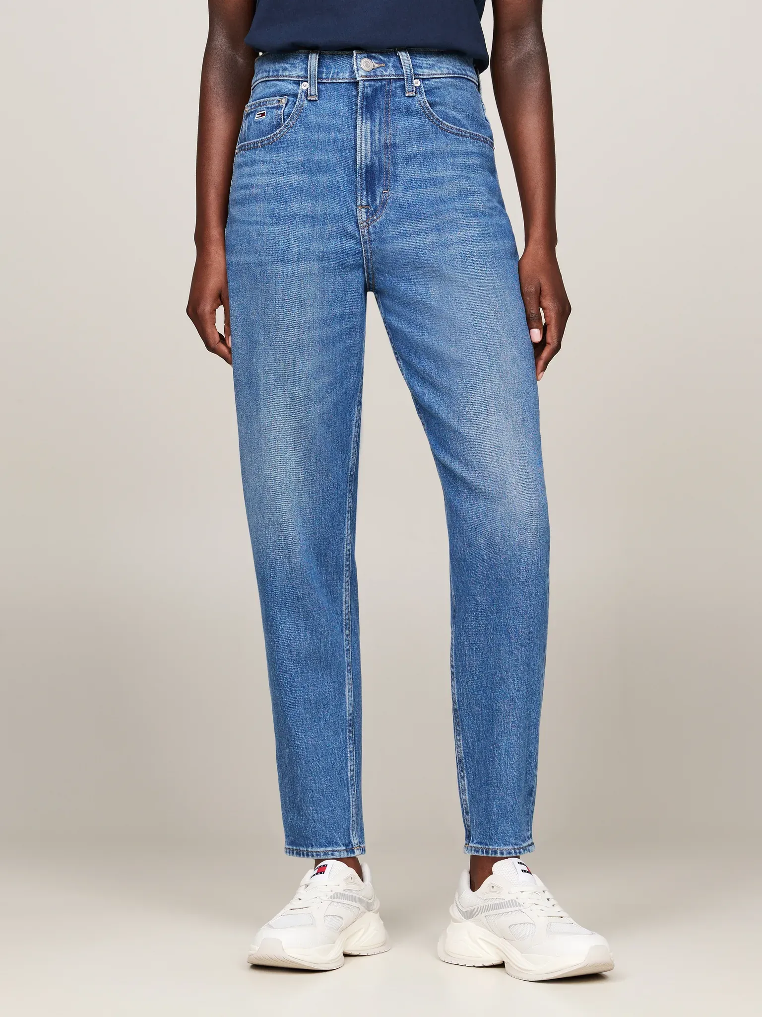 Tapered-fit- »  - Damen - MOM Fit- High Waist - Tapered«, Gr. 28 - Länge 34, Denim Medium, , 84127405-28 Länge 34