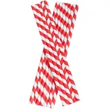 Trinkhalme, Papier (8x255mm) - rot-weiß gestreift