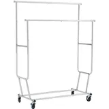 Amazon Basics – Kleiderstange mit Rollen, Chrom, 128-187,9 x 54,6 x 142,2-167,64 cm