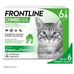 FRONTLINE COMBO 6 Stk. Kombischutz für Tier & Heim gegen Zecken, Flöhe & Haarlinge bei Katzen 6 St Lösung