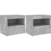 VidaXL Nachttische mit LED-Leuchten 2 Stk Betongrau 50x40x45 cm