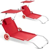 CASARIA Sonnenliege 2er Set 5-fach verstellbar 200 x 65 x 30 cm Rot