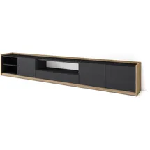 SKRAUT HOME Lowboard 310x50x37 cm Schwarz Eiche Holzwerkstoff