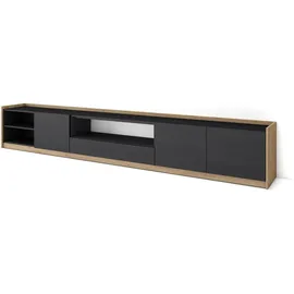 SKRAUT HOME Lowboard 310x50x37 cm Schwarz Eiche Holzwerkstoff