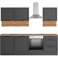 Kochstation Küche »KS-Lana«, 240 cm breit, wahlweise mit oder ohne E-Geräte, grau