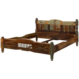 Massivmoebel24 Vintage Altholz Bett 200 x 200 cm Mehrfarbig