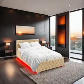 Tectake tectake® Polsterbett in Samtoptik mit Steppmuster großer Stauraum