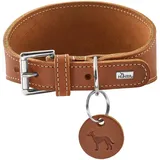 Hunter Windhundhalsband Aalborg Farbe Cognac, Robustes Softleder, ideal für Windhunde, druckverteilendes Design, Kehlkopfschonend, Made in Germany, Größe 42