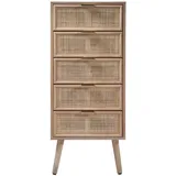 CaliCosy Kommode mit 5 Schubladen Und Fronten aus Natürlichem Rattan - H100,5 cm - Miya