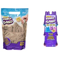 Kinetic Sand Beutel naturbraun, 907 g - magischer Indoor-Spielsand aus Schweden, ab 3 Jahren & Schimmer Sand 3er Pack 340 g - 3 Farben Glitzersand aus Schweden für Indoor Sandspiel, ab 3 Jahren