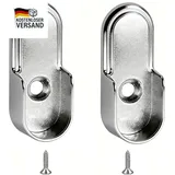 Kleiderstangenhalter 2er Set Metall Garderobenstange Halterung Silber