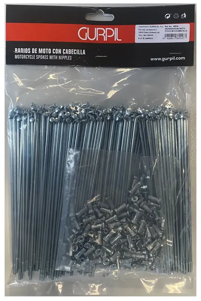 Gurpil 36908 90o Speichen 200 Einheiten - Silver - 135 x 2.90 mm