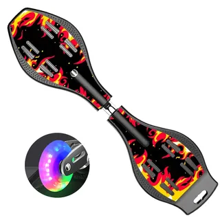 Bueuwe Waveboard Kinder ab 10 Jahre, Streetsurfing Snakeboard Waveboards mit Leuchtrollen, Skateboard für Kinder und Jugendliche, Bis 129 kg, 87x23x12,5 cm,Rot