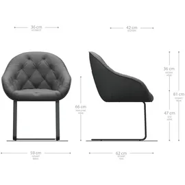 DeLife Schwingstuhl Gaio-Flex Grau Antik Freischwinger flach Schwarz