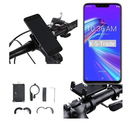 K-S-Trade für Asus Zenfone Max (M2) Smartphone-Halterung, (Handyhalterung das Fahrrad Halter Lenkstange Fahrradhalterung) schwarz