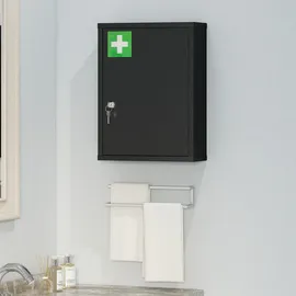 kleankin Medizinschrank, Schwarz, Metall, 15x53.5x40 cm Badezimmer, Badezimmerschränke, Medizinschränke