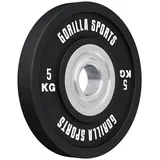 GORILLA SPORTS Hantelscheibe 50mm Bohrung, Olympia, 5/10/15/20/25 kg - Bumper Plates, Weight Plates, 5 kg, Gummierte, Gusseisen, Rutschfest
