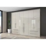 PLACES OF STYLE Kleiderschrank »Piano Schlafzimmerschrank Premium Qualität mit LED«, beige, UV lackiert, hochglänzend, in 2 Breiten mit 4 Schubladen, beige