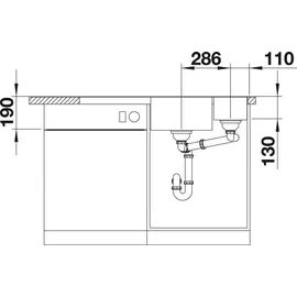 Blanco Axia III 6 S links weiß + Excenterbetätigung + InFino + Holzschneidebrett