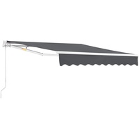 [en.casa] Markise 350x250cm einziehbare Gelenkarmmarkise mit Handkurbel Sonnenschutz für Balkon Terrasse Balkonmarkise UV- und witterungsbeständig Dunkelgrau