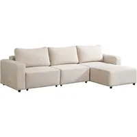 Home Deluxe Modulares Schlafsofa VINA L, Beige - inkl. Stauraum | Cordsofa, Sofa mit Schlaffunktion, Couch