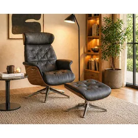 flexlux Relaxsessel Volden 83 x 112 x 125 cm schwarz mit verstellbarer Rücken- & Kopfstütze, drehbar