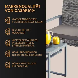 CASARIA CASARIA® Polyrattan Gartenmöbel WPC Tisch 160kg Belastbarkeit Verstellbar Terrasse Balkon Möbel Lounge Grau