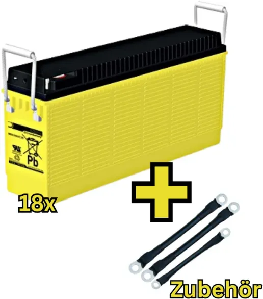 USV-Akku SUN Batteries 216V-Anlage 18 x SB12 -110A FT V0 für Sicherheitsbeleuchtung Inkl. Zubehör