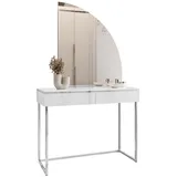 lookway Schminktisch, Weiß Hochglanz, Holzwerkstoff, 102x78.5x43.6 cm, Schlafzimmer, Schminktische
