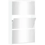 vidaXL Schuhschrank 63 x 102,5 x 17 cm mit Spiegel hochglänzend / weiß