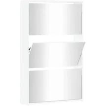 vidaXL Schuhschrank 63 x 102,5 x 17 cm mit Spiegel hochglänzend / weiß