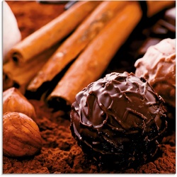 Artland Glasbild Schokoladen-Trüffel, Süßspeisen (1 St), in verschiedenen Größen braun 20 cm x 20 cm