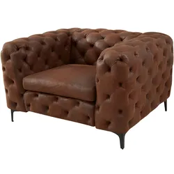 riess-ambiente Design Chesterfield Sessel MODERN BAROCK 120cm antik braun Microfaser mit Federkern