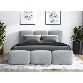 mebloland Polsterbett STAR-OM mit Bettkasten und Lattenrost - 120x200 - Silber 15
