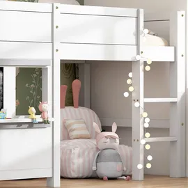 SOFTWEARY Hochbett 90 x 200 cm Kiefer massiv weiß