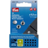 Prym 403171 Hohlnieten, ø 9 mm/4-6 mm, silberfarbig, 20 Stück für Vario Creative Tool, Silber