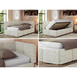 MKS JUGENDBETT ARVO 90/200 - Beige Strukture - Foam-Matratze - Rechts Seite
