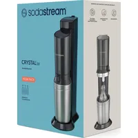 Sodastream Crystal 3.0 schwarz + 1 Glaskaraffe + Zylinder