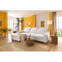 Ecksofa HOME AFFAIRE "Dundee L-Form", beige (creme), B:264cm H:86cm T:170cm, Luxus-Microfaser Florence (100% Polyester), Struktur fein (100% Polyester), Luxus-Microfaser Lederoptik (100% Polyester), Sofas, wahlweise mit Kopfteilverstellung und zusätzlich mit Bettfunktion