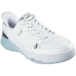 Slip-On Sneaker SKECHERS "SIZZLE-SNOOP SIZZLE SLIP-INS PAISLEY", Herren, Gr. 39, weiß, Leder, modisch, Schuhe, Snoop Dogg Sneaker, Sneaker zum Schlupfen