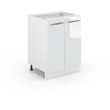 Vicco Midischrank Fame-Line Weiß Hochglanz, Holzwerkstoff, 2 Fächer, Rechteckig, 60x82x51.6 cm ohne Arbeitsplatte,
