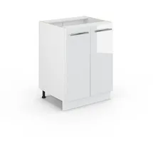 Vicco Midischrank Fame-Line Weiß Hochglanz, Holzwerkstoff, 2 Fächer, Rechteckig, 60x82x51.6 cm ohne Arbeitsplatte,