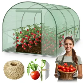 Plonos Tunnel 2 × 3 m Stahl Grün PE-Folie 140 g/m2 6 m2