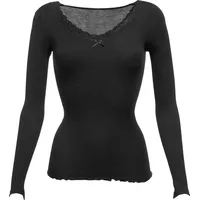 NINA VON C. Damen-Unterhemd, Langarm Feinripp schwarz Größe 42 - 42