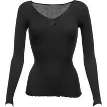 NINA VON C. Damen-Unterhemd, Langarm Feinripp schwarz Größe 42 - 42