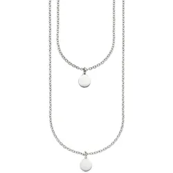 Kette mit Anhänger KANGAROOS "Schmuck Geschenk, Halskette Ankerkette Plättchen Layering Look", silber (edelstahlfarben), Halsketten, Damen, Edelstahl, L: 49cm B: 1,9mm, B:1,9mm